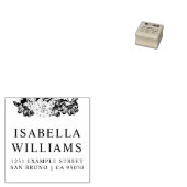 Floral Enkele Naam Retouradres Rubberstempel (Gestempeld)