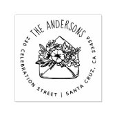 Floral Envelope | Aangepast naam en retouradres Zelfinktende Stempel (Design)