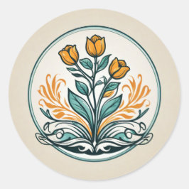 Floral Envelope Seal Ronde Sticker
