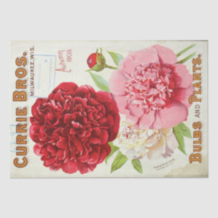 Floral Ephemera Decoupage Roze pioen Vintage Tissuepapier