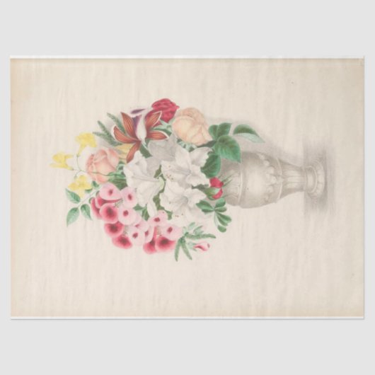 Floral Ephemera Decoupage Roze Witte Vaas Tissuepapier (Voorkant)