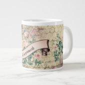 Floral Ephemera met Beehive Pattern en Name Grote Koffiekop (Voorkant rechts)