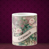 Floral Ephemera met roze monogram lintje Koffiemok