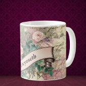 Floral Ephemera met roze monogram lintje Koffiemok