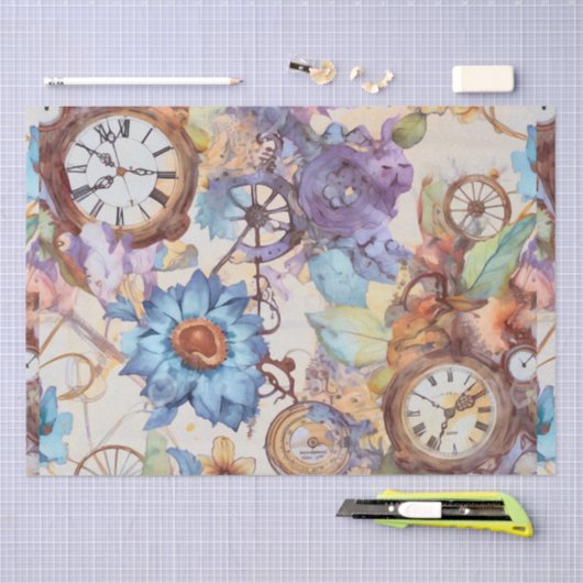 Floral Ephemera Steampunk ontkoppeling Tissuepapier (Craft)