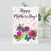 Floral Ephemera vibrant color pink art Bedankkaart (Staand voorkant)