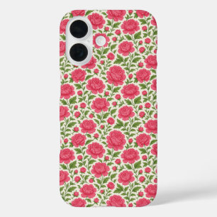 Floral esthetische weelderige roze pioenen iPhone 16 hoesje