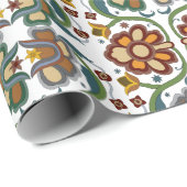 Floral  Estse Folk Kunstpatroon Cadeaupapier (Rol Hoek)