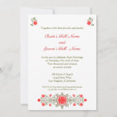Floral Etching in Red en Golds Wedding Invitation Kaart (Achterkant)