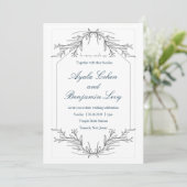Floral Etching Lijst Jewish Wedding Cards Kaart (Staand voorkant)