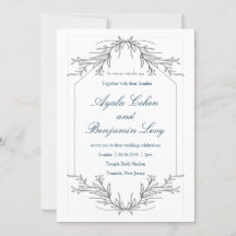 Floral Etching Lijst Jewish Wedding Cards