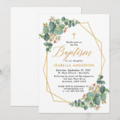 Floral eucalyptus baptisme kaart (Voorkant / Achterkant)