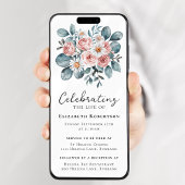 Floral Eucalyptus Boho Funeral Digital Eviet Kaart
