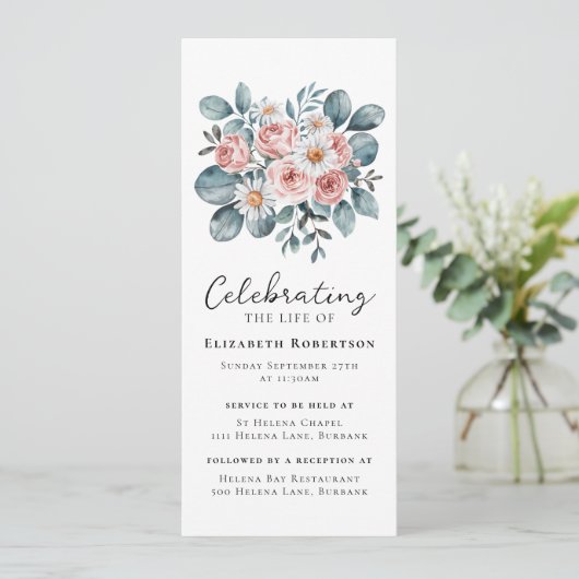 Floral Eucalyptus Boho Funeral Digital Eviet Kaart (Staand voorkant)