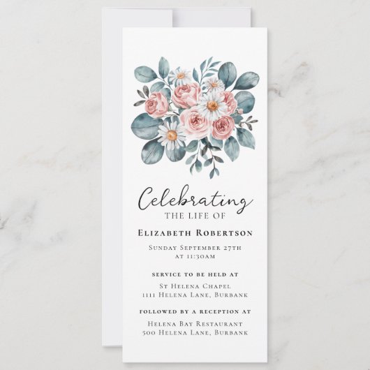 Floral Eucalyptus Boho Funeral Digital Eviet Kaart (Voorkant)