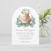 Floral Eucalyptus Cake Wedding Kaart (Staand voorkant)