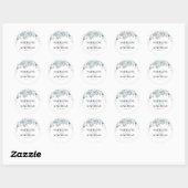 Floral Eucalyptus Dusty Blue Calligraphy Wedding Ronde Sticker (Vel)