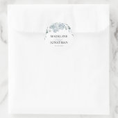 Floral Eucalyptus Dusty Blue Calligraphy Wedding Ronde Sticker (Tas)
