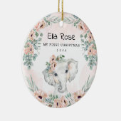 Floral Eucalyptus Elephant Baby Eerste Kerstmis Keramisch Ornament (Rechts)