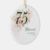 Floral Eucalyptus Foliage Pink 75th Birthday Keramisch Ornament (Rechts)