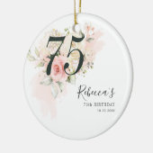 Floral Eucalyptus Foliage Pink 75th Birthday Keramisch Ornament (Links)