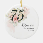 Floral Eucalyptus Foliage Pink 75th Birthday Keramisch Ornament (Achterkant)