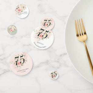 Floral Eucalyptus Foliage Pink 75th Birthday Party Confetti