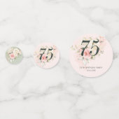 Floral Eucalyptus Foliage Pink 75th Birthday Party Confetti (Achterkanten)