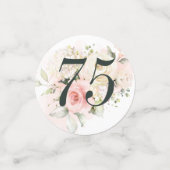 Floral Eucalyptus Foliage Pink 75th Birthday Party Confetti (Kleine voorkant)