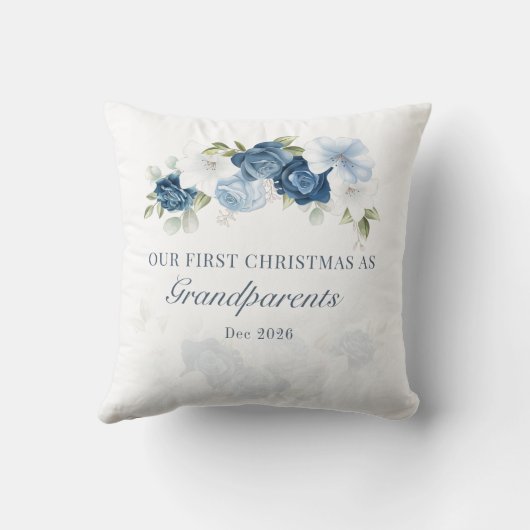 Floral Eucalyptus Grandparent 1e Kerstmis Kussen (Achterkant)