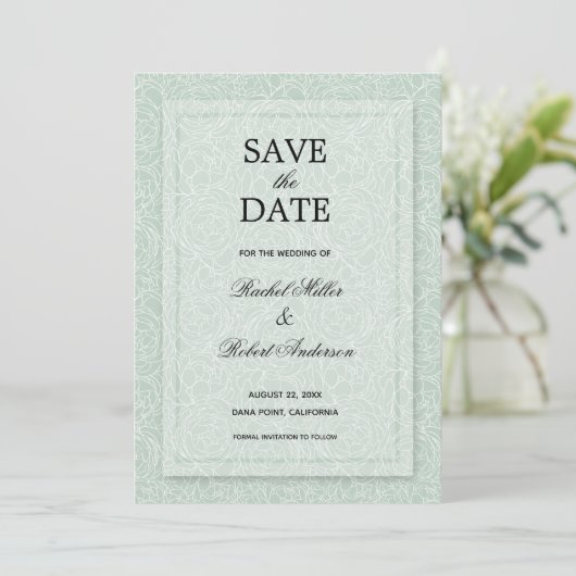 Floral Eucalyptus Green Save The Date (Staand voorkant)