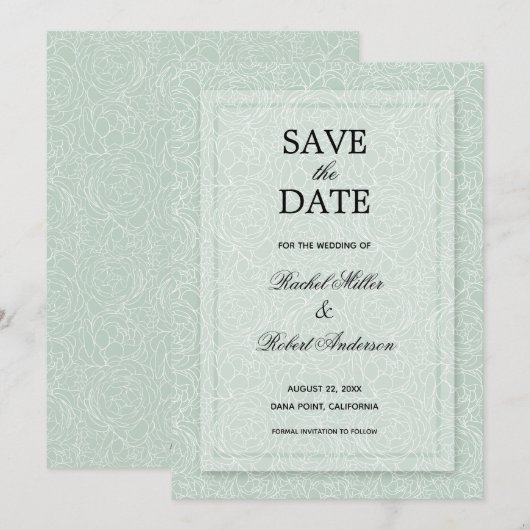 Floral Eucalyptus Green Save The Date (Voorkant / Achterkant)