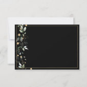 Floral Eucalyptus Greenery Gold Black Wedding RSVP Kaartje (Achterkant)