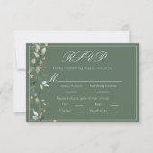 Floral Eucalyptus Greenery Gold Green Wedding RSVP Kaartje (Voorkant)