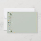 Floral Eucalyptus Greenery Gold Sage Green Wedding RSVP Kaartje (Achterkant)