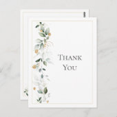Floral Eucalyptus Greenery Gold Weddenschap Hartel Briefkaart (Voorkant / Achterkant)