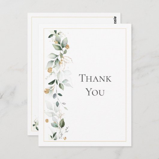 Floral Eucalyptus Greenery Gold Weddenschap Hartel Briefkaart (Voorkant / Achterkant)