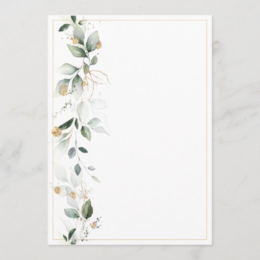 Floral Eucalyptus Greenery Gold Wedding Kaart (Achterkant)