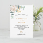 Floral eucalyptus greenery modern elegant bruiloft kaart (Staand voorkant)