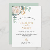 Floral eucalyptus greenery modern elegant bruiloft kaart (Voorkant / Achterkant)