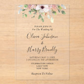 Floral Eucalyptus Greenery Wedding Acryl Uitnodigingen (Voorkant)