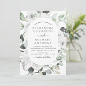 Floral Eucalyptus Greenery Wedding Invitation Kaart (Staand voorkant)
