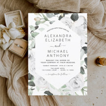Floral Eucalyptus Greenery Wedding Invitation