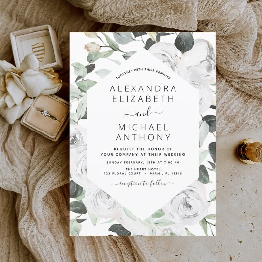 Floral Eucalyptus Greenery Wedding Invitation Kaart
