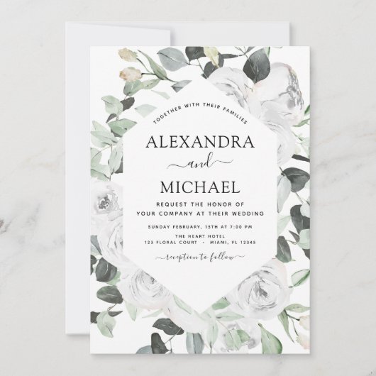 Floral Eucalyptus Greenery Wedding Kaart (Voorkant)