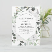 Floral Eucalyptus Greenery Wedding Kaart (Staand voorkant)