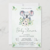 Floral Eucalyptus Koala Girl Baby shower Kaart (Voorkant)