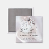 Floral Eucalyptus Luxe Pearl Wedding Save the Date Magneet (Voorkant / Achterkant)