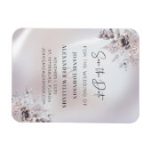 Floral Eucalyptus Luxe Pearl Wedding Save the Date Magneet (Horizontaal)