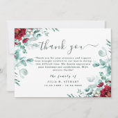 Floral Eucalyptus Moderne begrafenis Hartelijk dan Kaart (Voorkant)